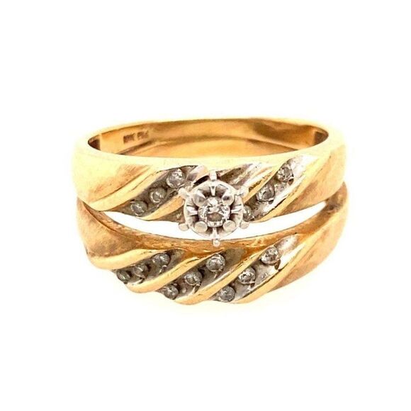 10k Diamond Engagement Ring Set (Soldere - Picture 1 of 13